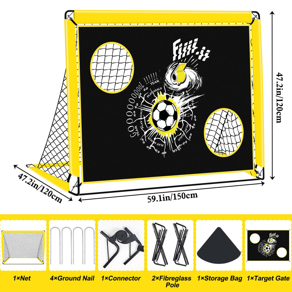 EXTFANS 2-in-1 Pop Up Football Goal for Kids – Portable Training Net