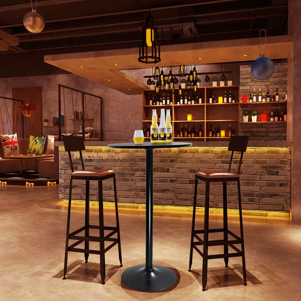 KKTONER Round Bar Table - 60cm MDF Top Cocktail Pub Bistro Table