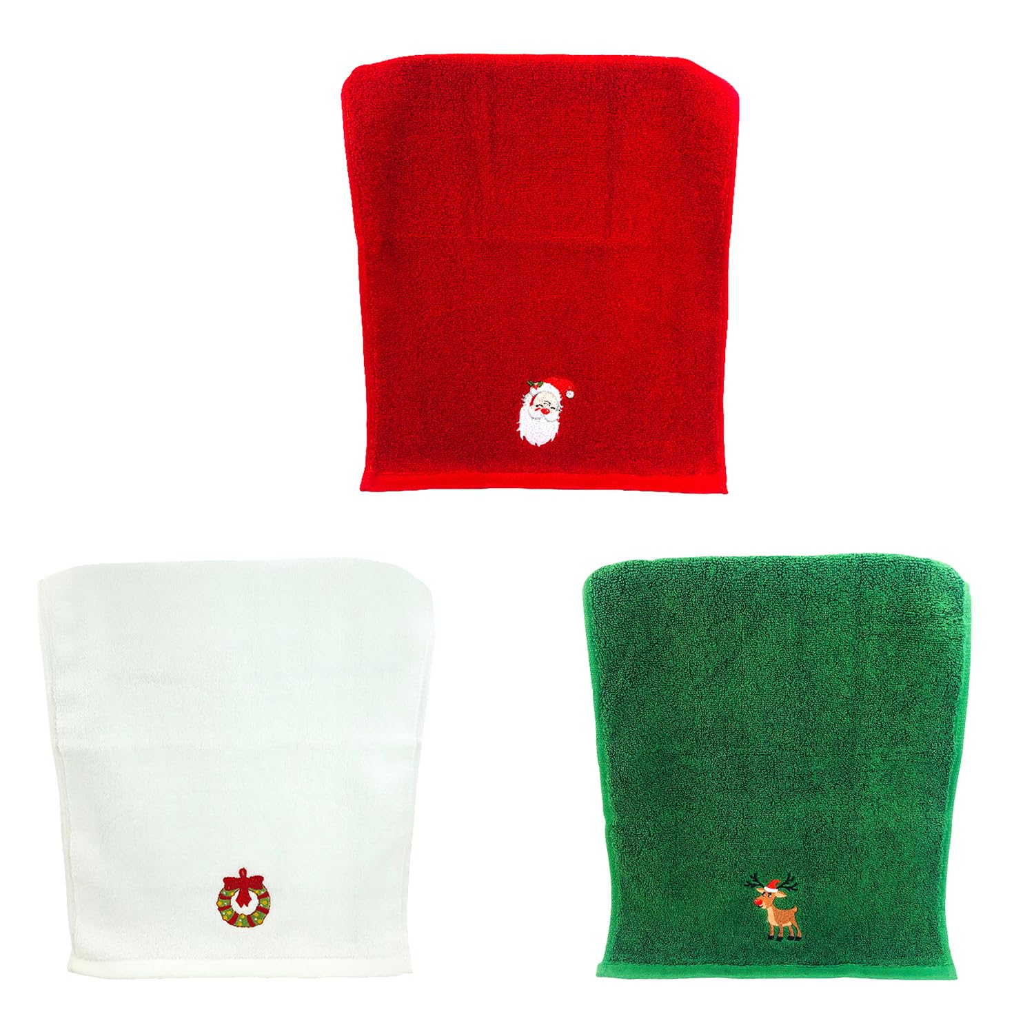 Jolof Store Christmas Hand Towels – 3pc Cotton Embroidered Dish Towels