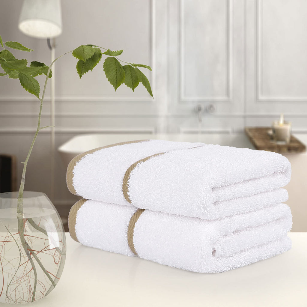 PiccoCasa Cotton Thick Hand Towels Striped for Spa Hotel 2 Pack 40cm x 80cm - image 3