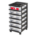 IRIS Plastic Storage, Rolling Cart with Organizer Top, Black, 6 Drawer