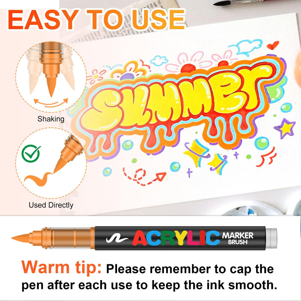 Laconile 72 Colors Acrylic Paint Brush Markers for Rock Painting & DIY