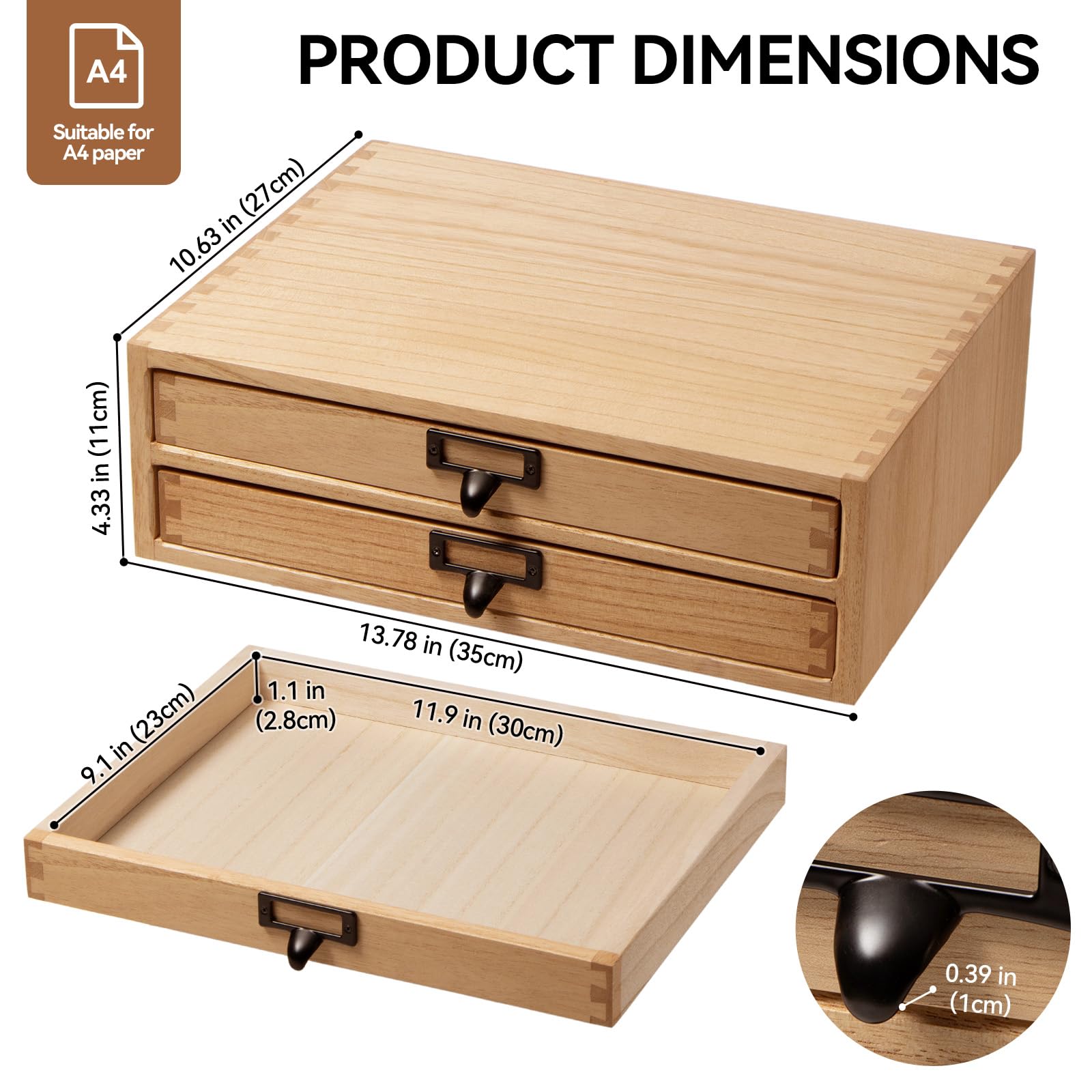 KIRIGEN Solid Wood Desktop Storage Drawers – Office Filing Organizer