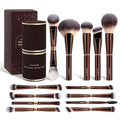 MAANGE 13Pcs Makeup Brush Set – Professional Face & Eye Brushes, Coffee Brown