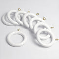 Jolof Store White Wooden Curtain Rings with Hooks - 12 Pack, 2.5 Inch