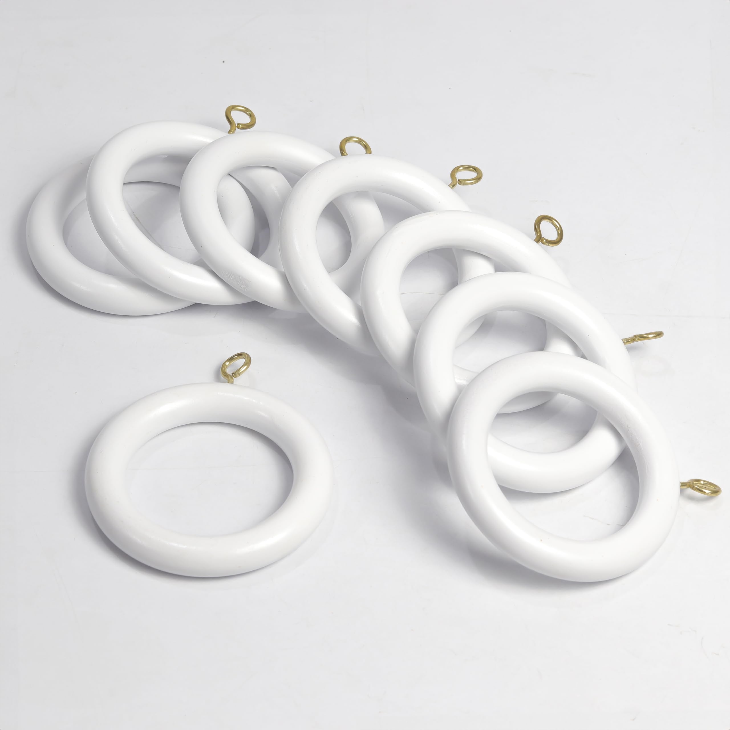 Jolof Store White Wooden Curtain Rings with Hooks - 12 Pack, 2.5 Inch