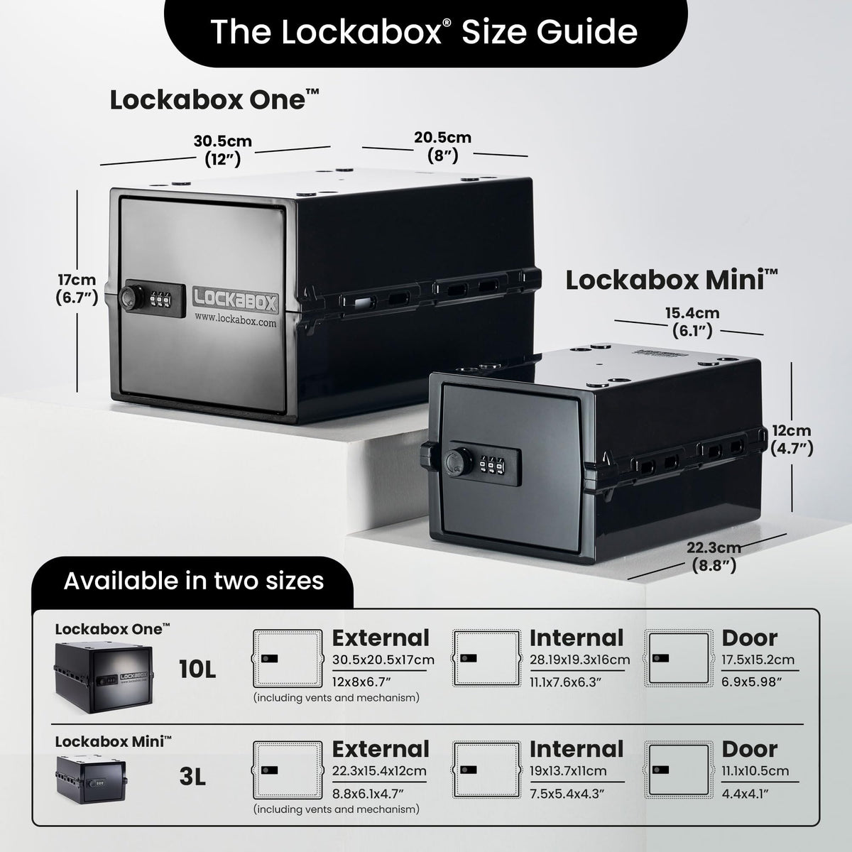 Lockabox One™ | Premium Lockable Medicine Box 10L | Lightweight & Hygienic Medicine Lock Box | Made In Britain | External Size 31 x 21 x 17 cm Jet