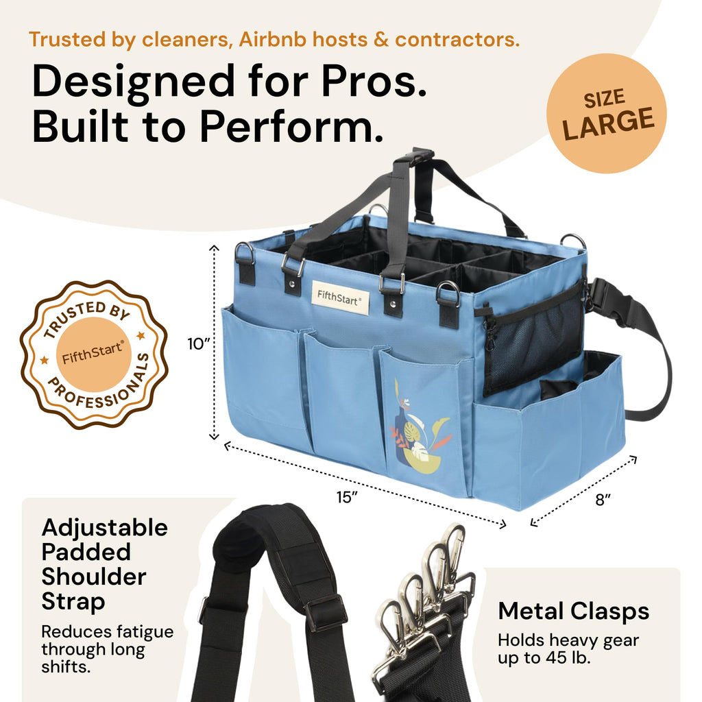 FifthStart Multipurpose Cleaning Caddy with Handle, Waist & Shoulder Strap - Nappy Caddy - 9 Pockets & Easily Cleaned - image 2
