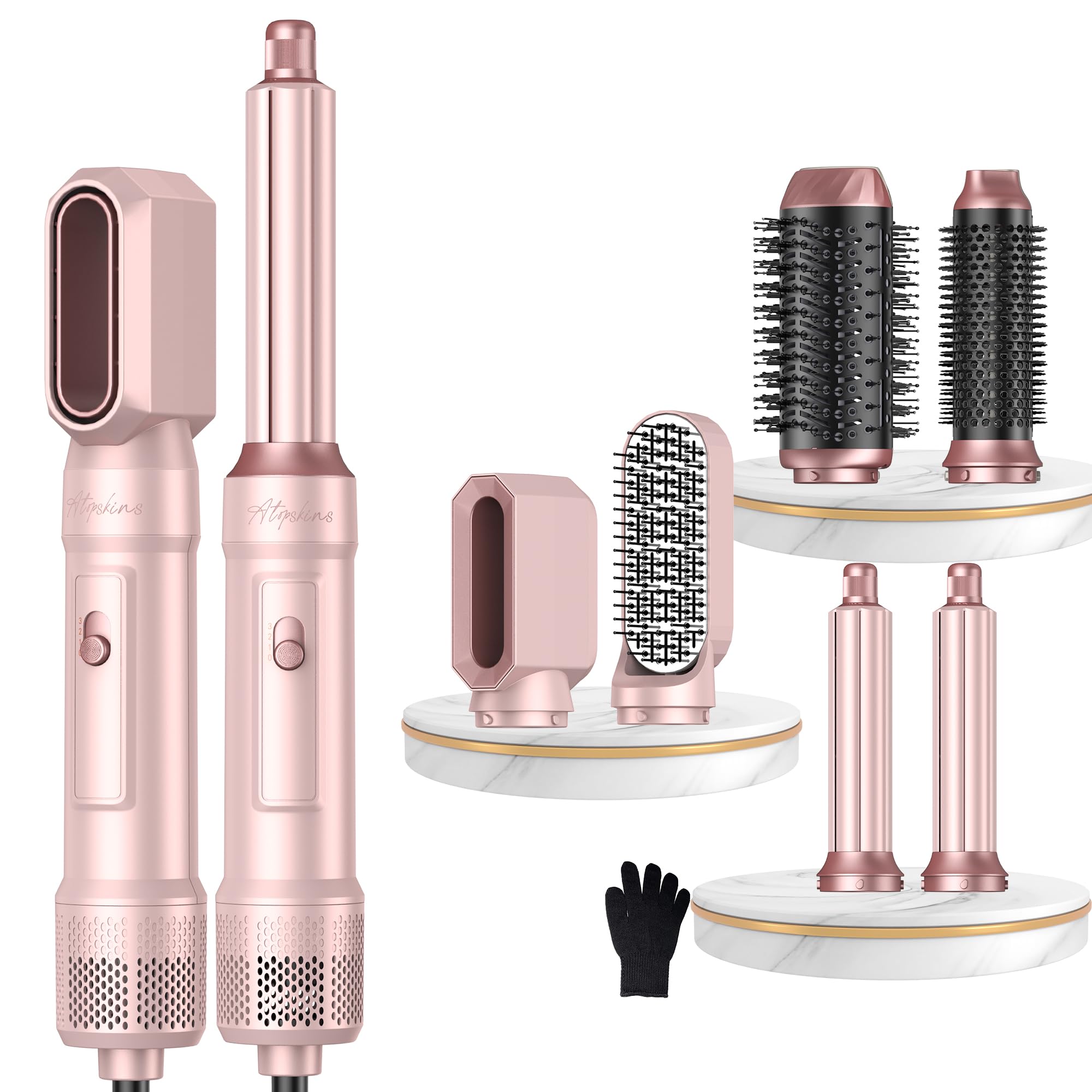Jolof Store 6-in-1 Air Styler | Ionic Hair Dryer Brush & Curler Set - Pink