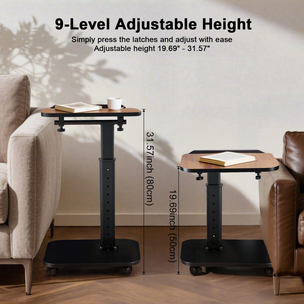 C Shaped Side Table, Sofa TV Tray Tables Adjustable Height & 180° Flip-Over Panel Design - image 2