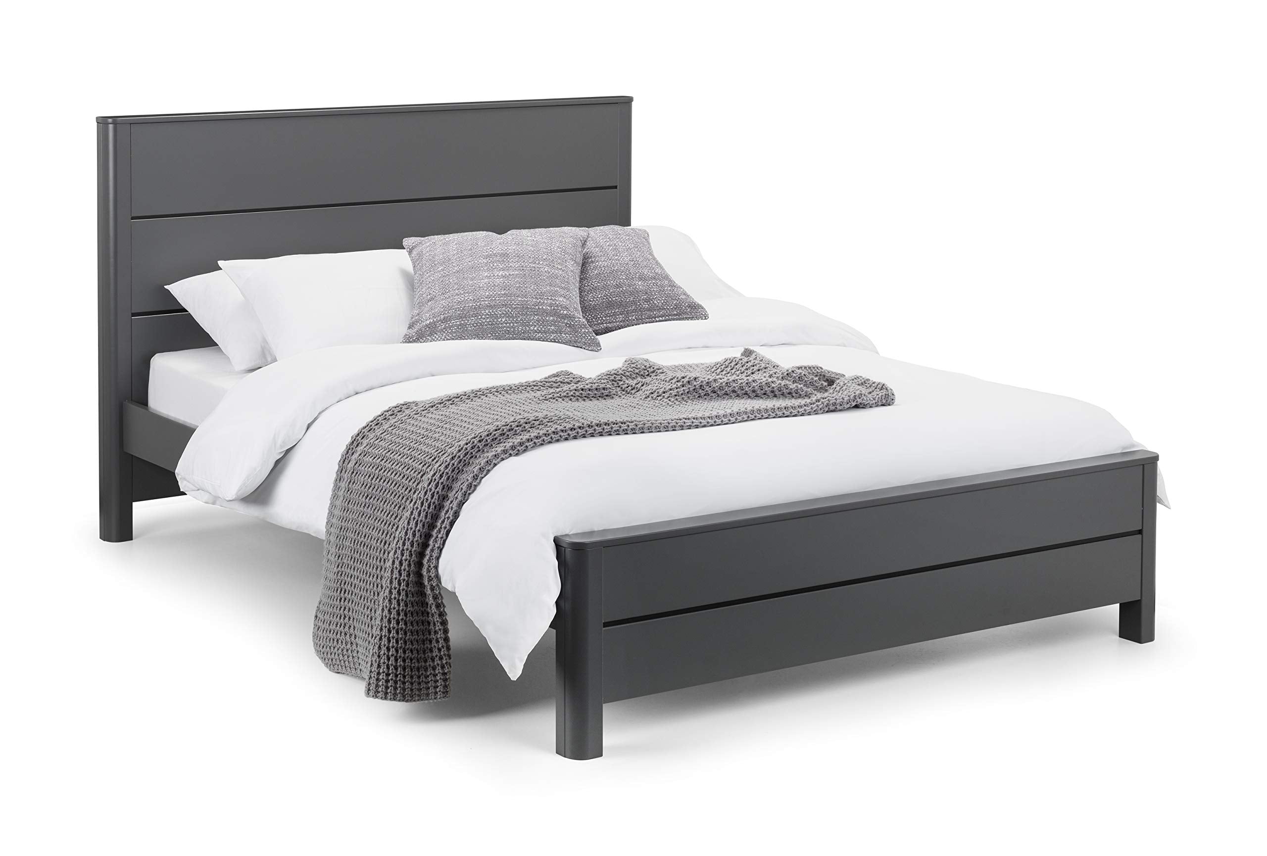 Julian Bowen Chloe Double Bed – Modern Retro Wooden Frame, Storm Grey