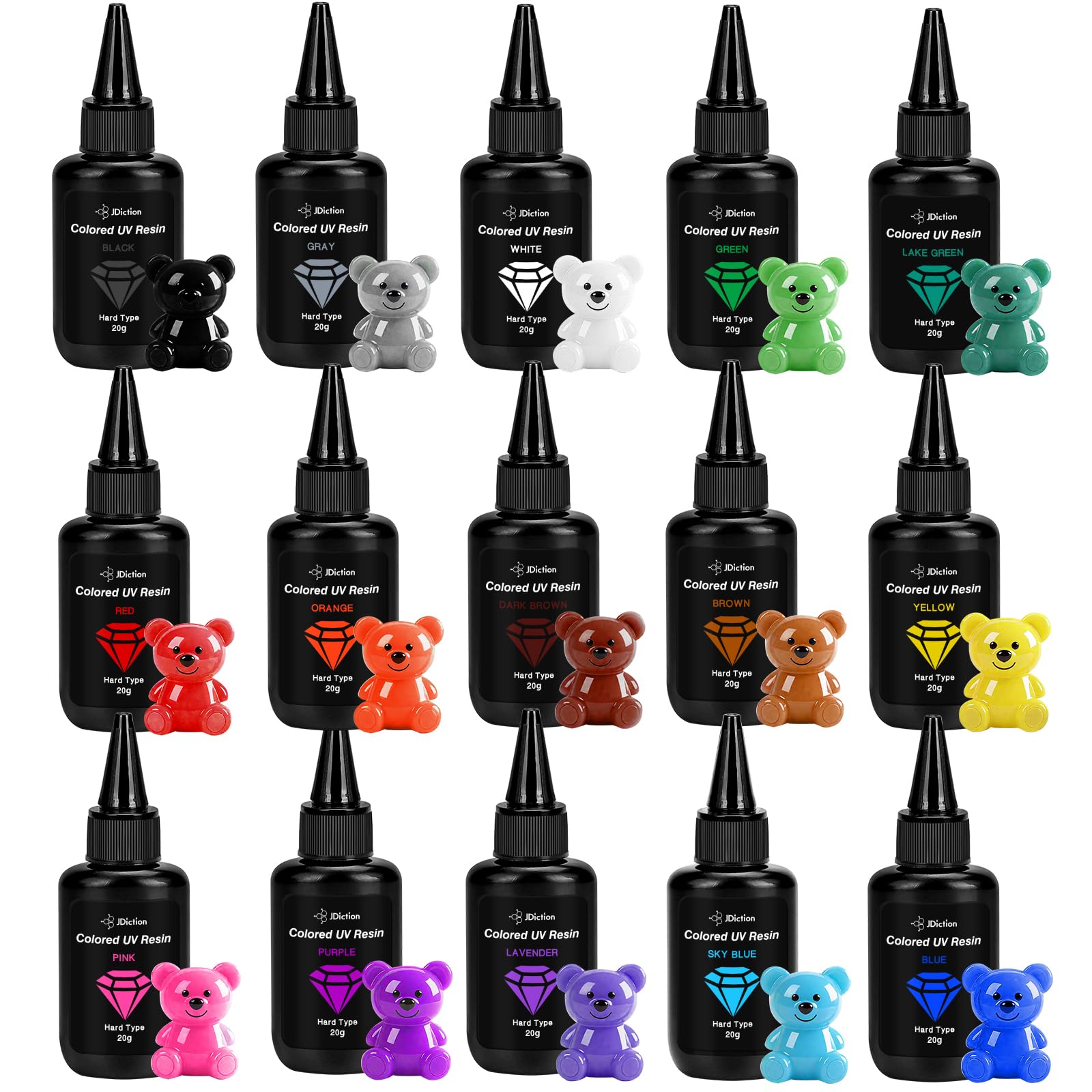 JDiction 15 Colors UV Resin – Odorless Hard Coloured Resin for Jewelry