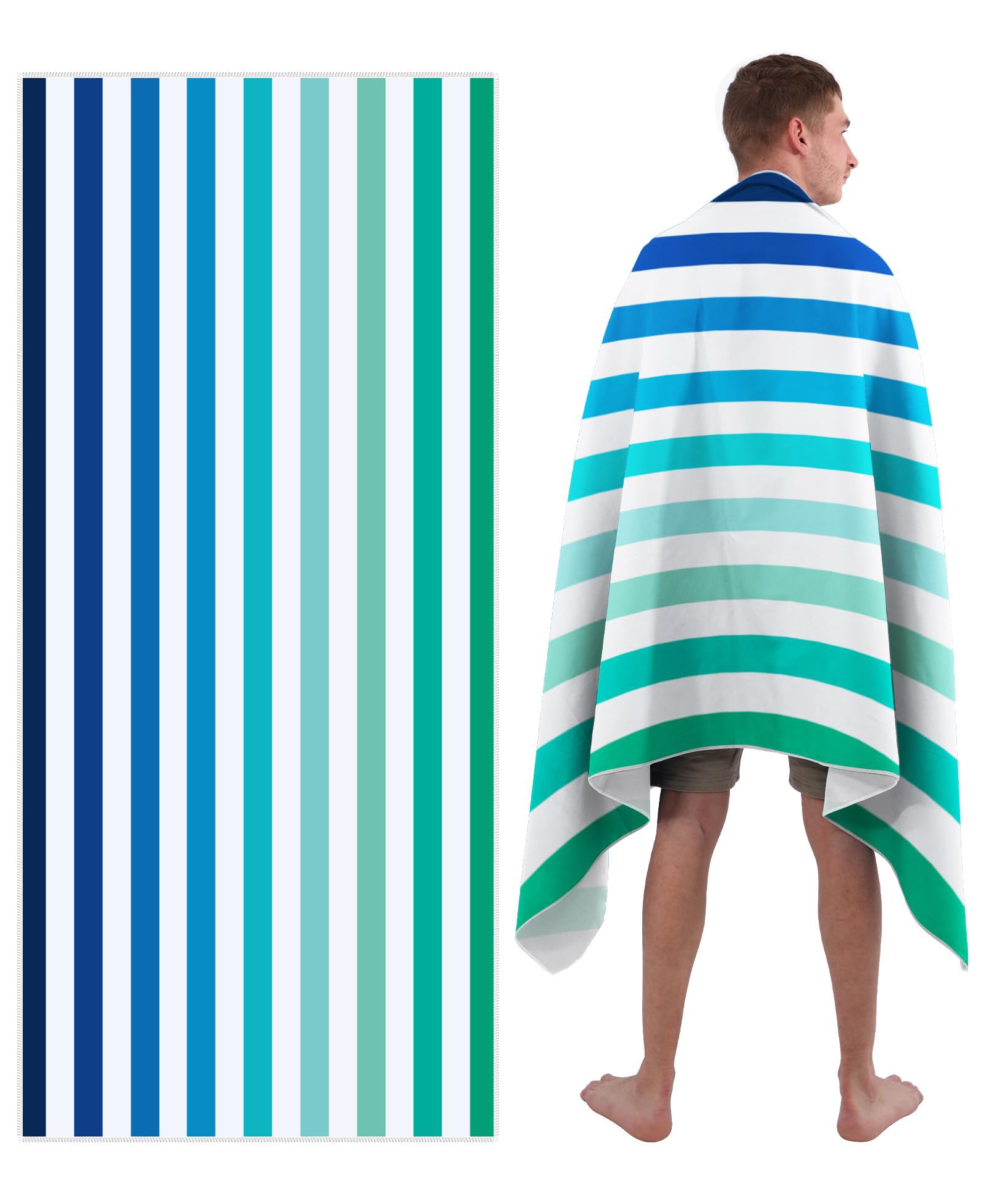 Style Slice Microfibre Beach Towel – Extra Large Sand Free Quick Dry Blue