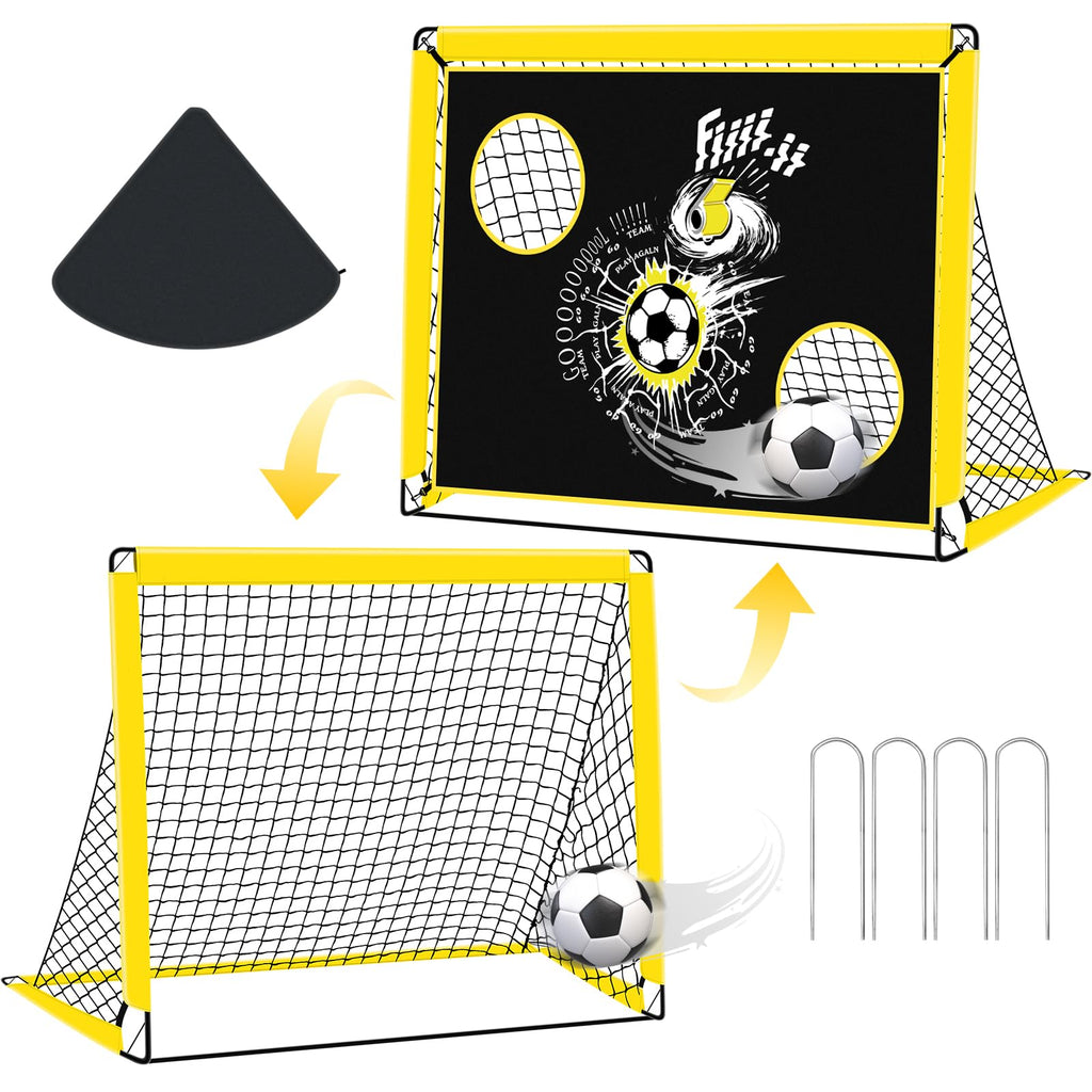 EXTFANS 2-in-1 Pop Up Football Goal for Kids – Portable Training Net