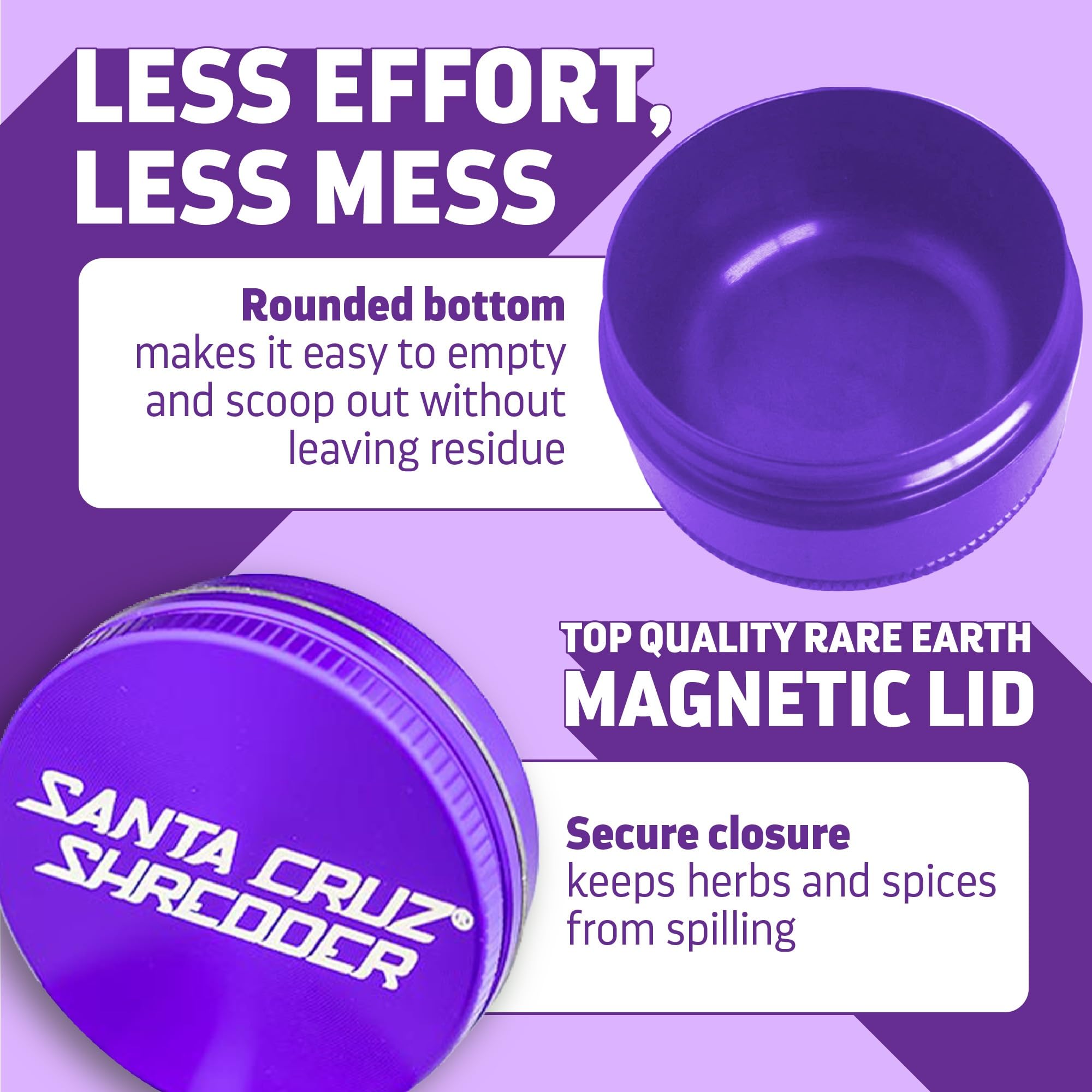 Santa Cruz Shredder 3-Piece Herb Grinder | Medium 2.125" Aluminum - Purple