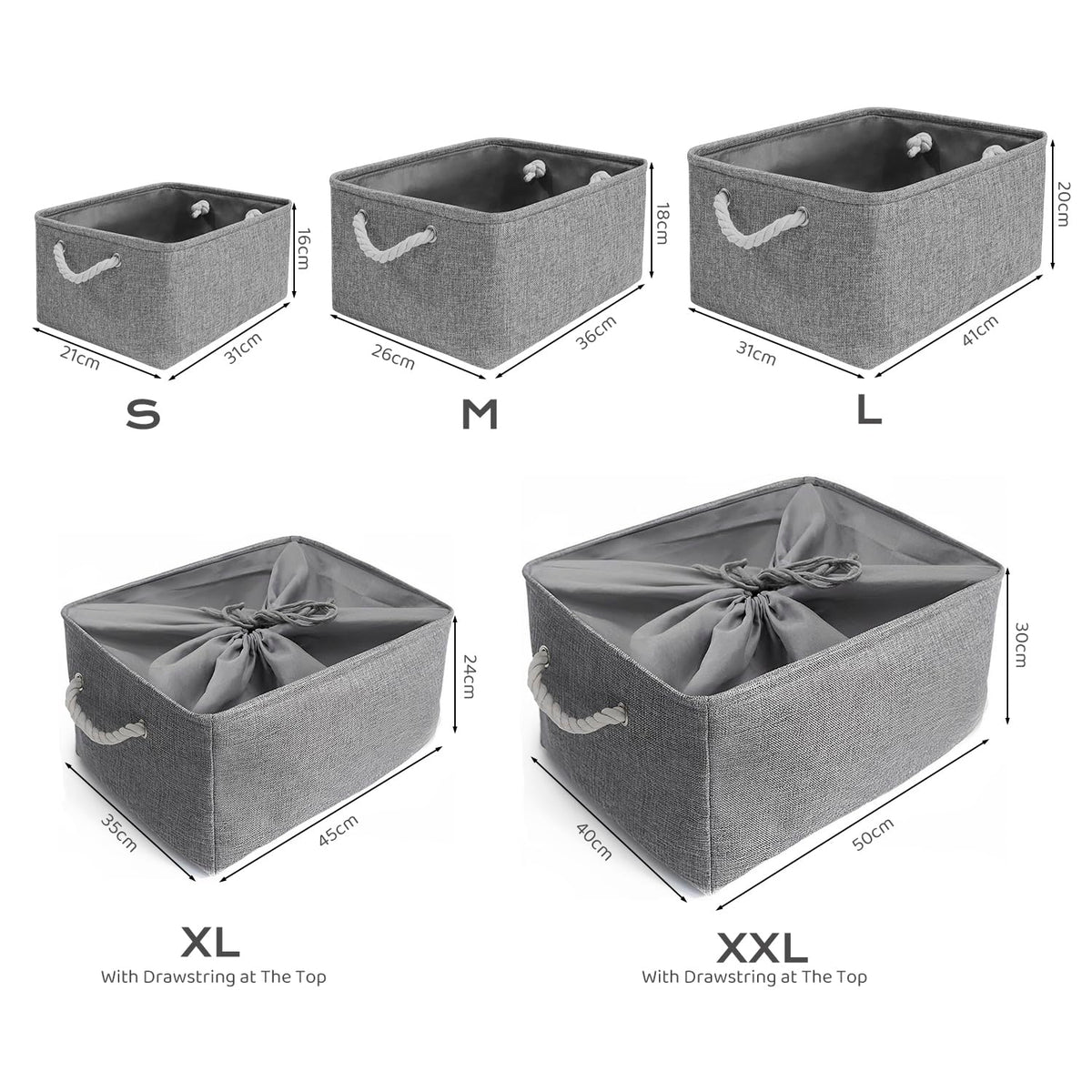Mangata Foldable Storage Box, Small Thickened Fabric Storage Basket with Handles for Shelves Toy S, Grey - image 5