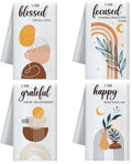CUTHOLLOW Boho Microfiber Kitchen Towels – Set of 4 Absorbent Dish Towels