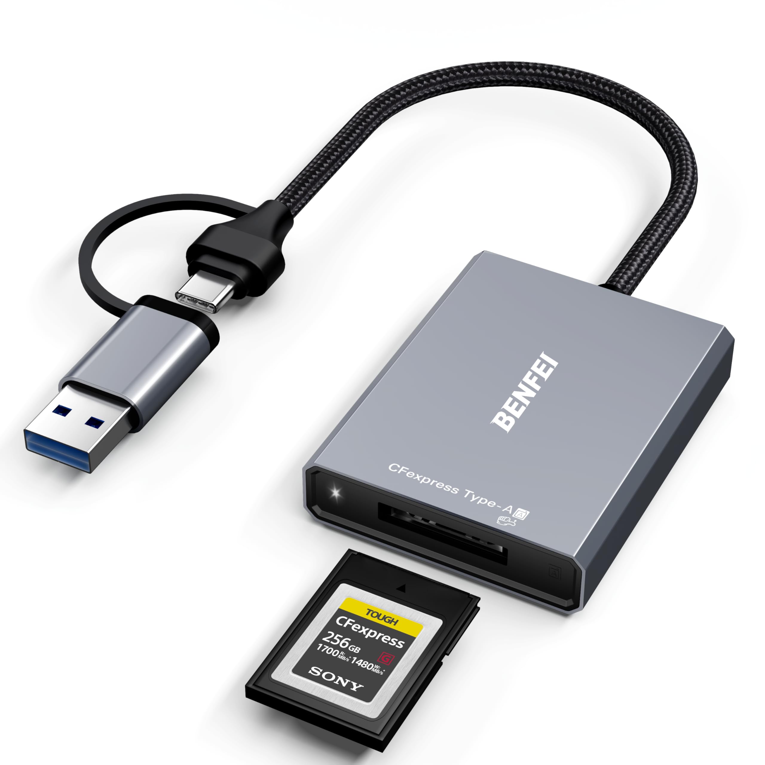 BENFEI CFexpress Type A Card Reader | USB 3.2 10Gbps USB-C & USB-A
