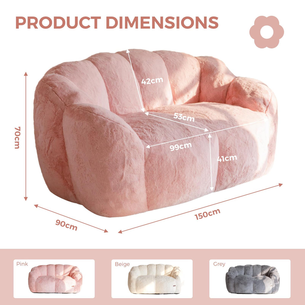 MAXYOYO Floral Shaped Bean Bag Includes Filling, Loveseat Sofa, Faux Fur - image 2