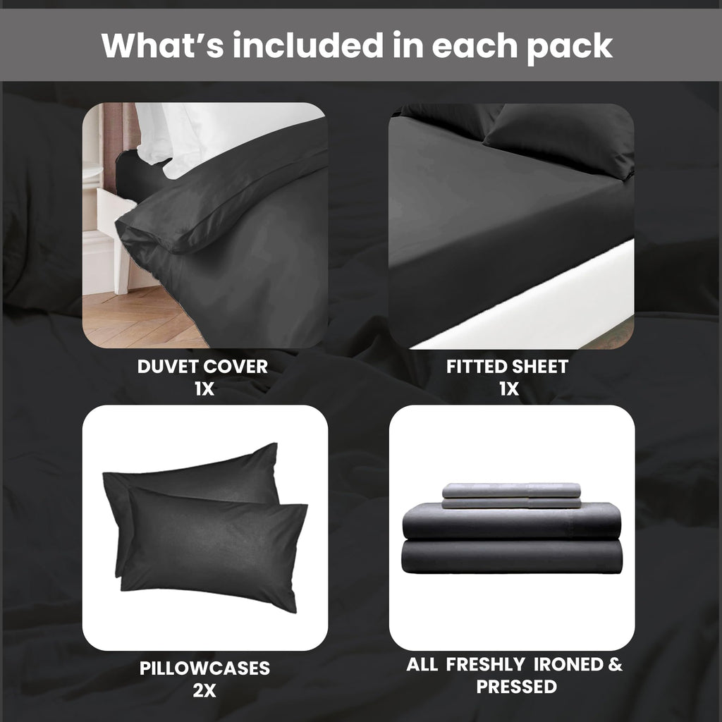 Euphoric Gifts Single Black Egyptian Cotton Duvet Cover Bedding Set