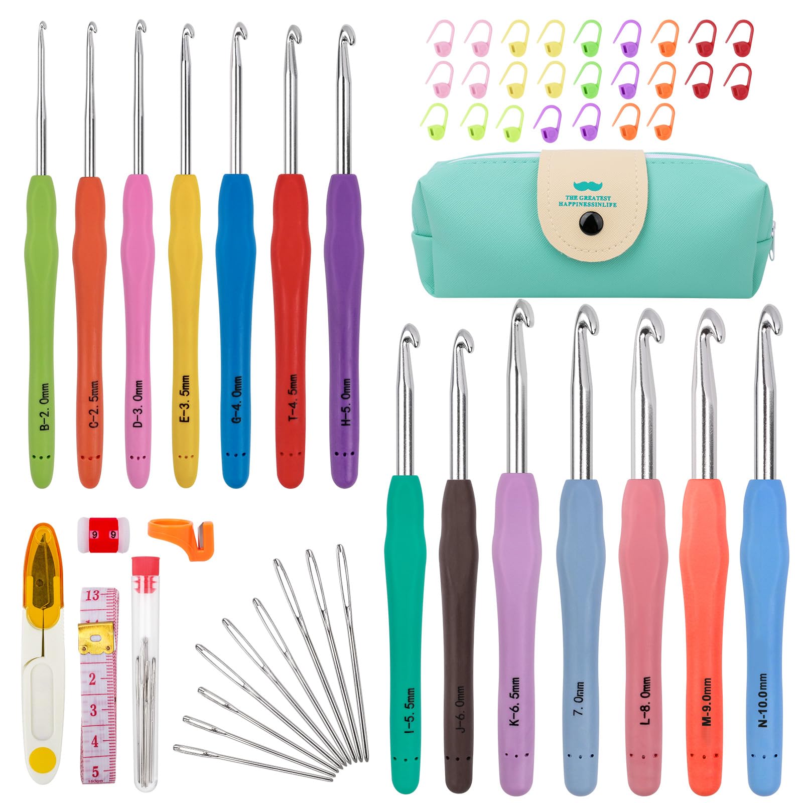 Jolof Store 53-Piece Crochet Hooks Set – Ergonomic Aluminum Knitting Kit