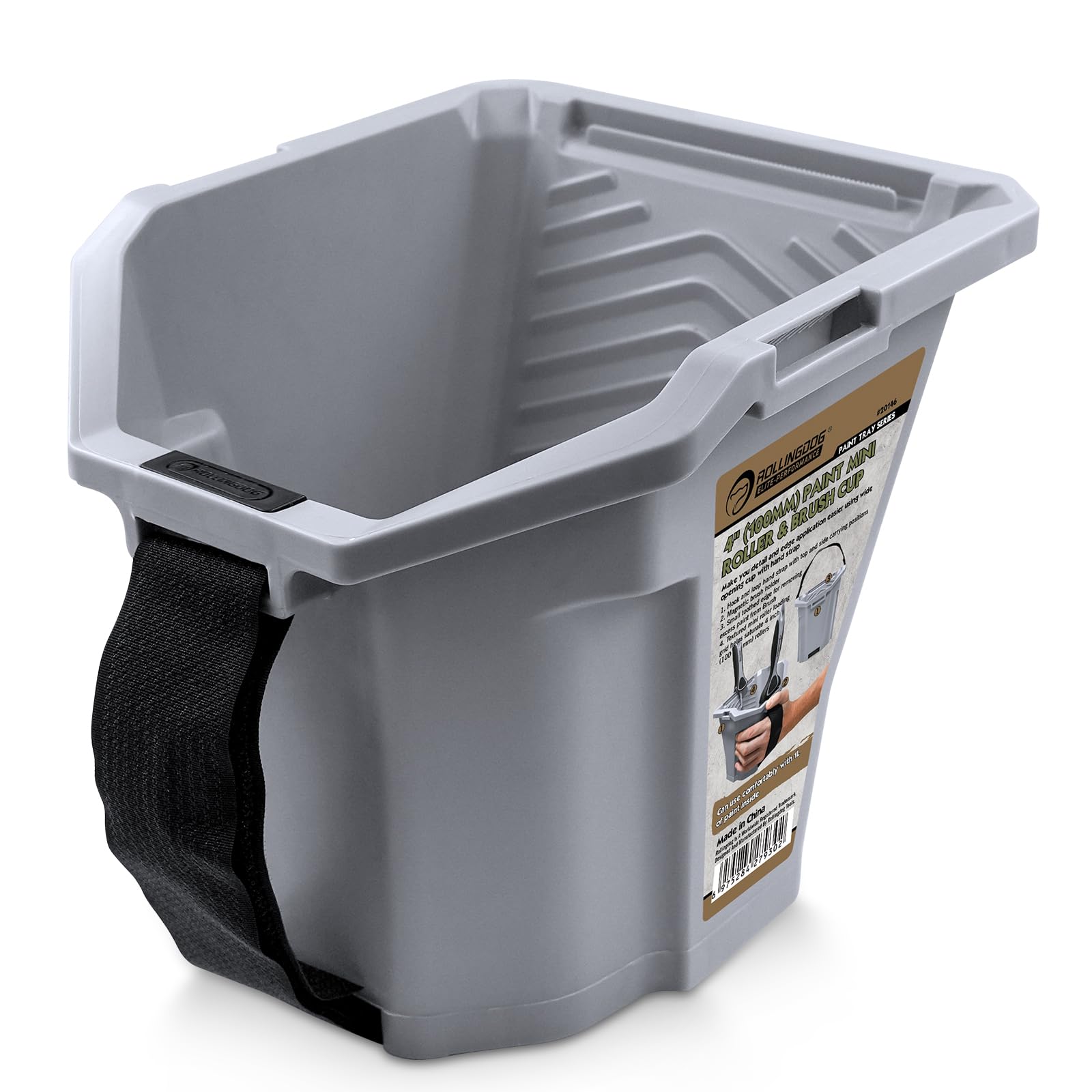 ROLLINGDOG Hand Held Paint Scuttle Bucket with Magnet Brush Holder – 1L