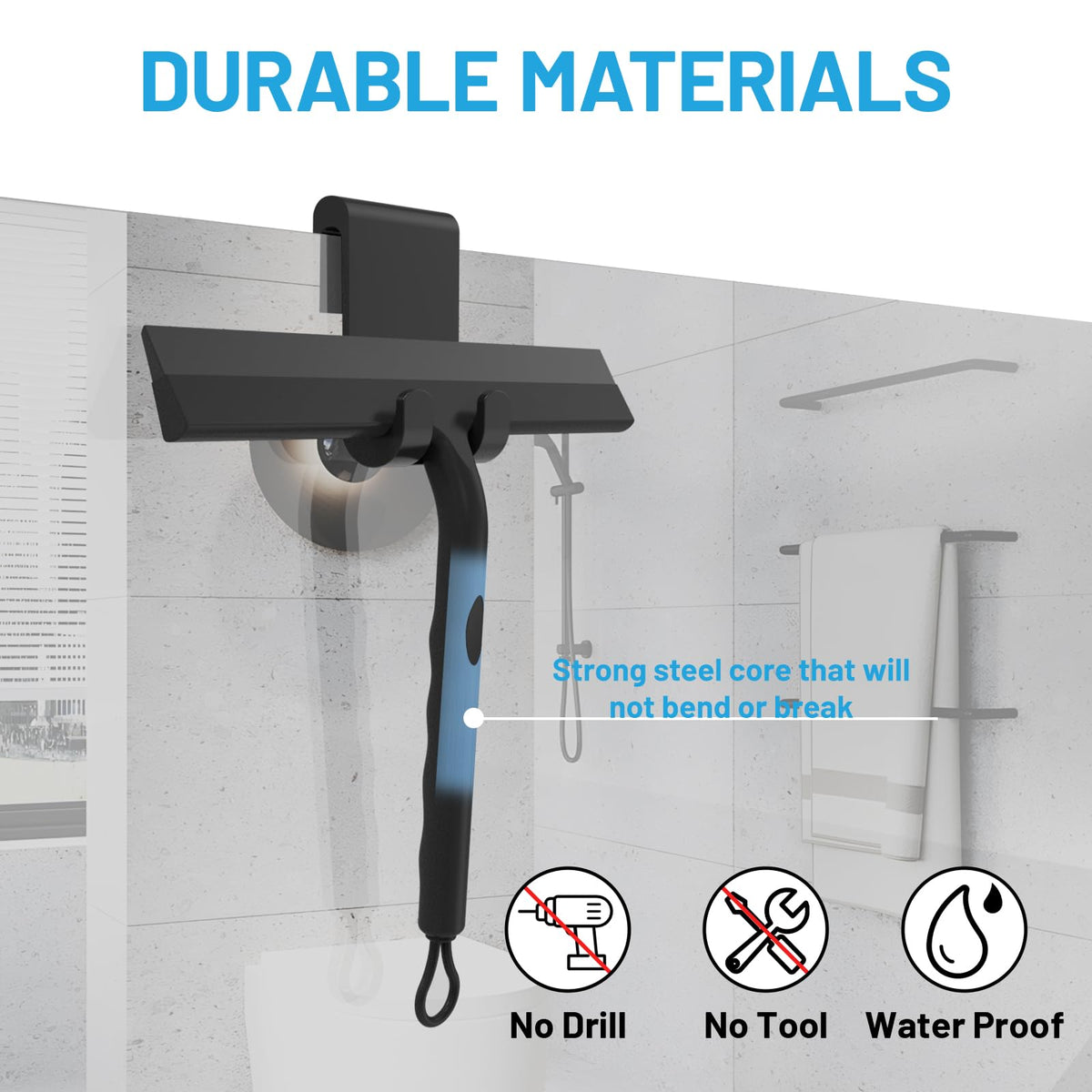 Shower Squeegee, Window Squeegee for Shower Doors with Hook - image 4