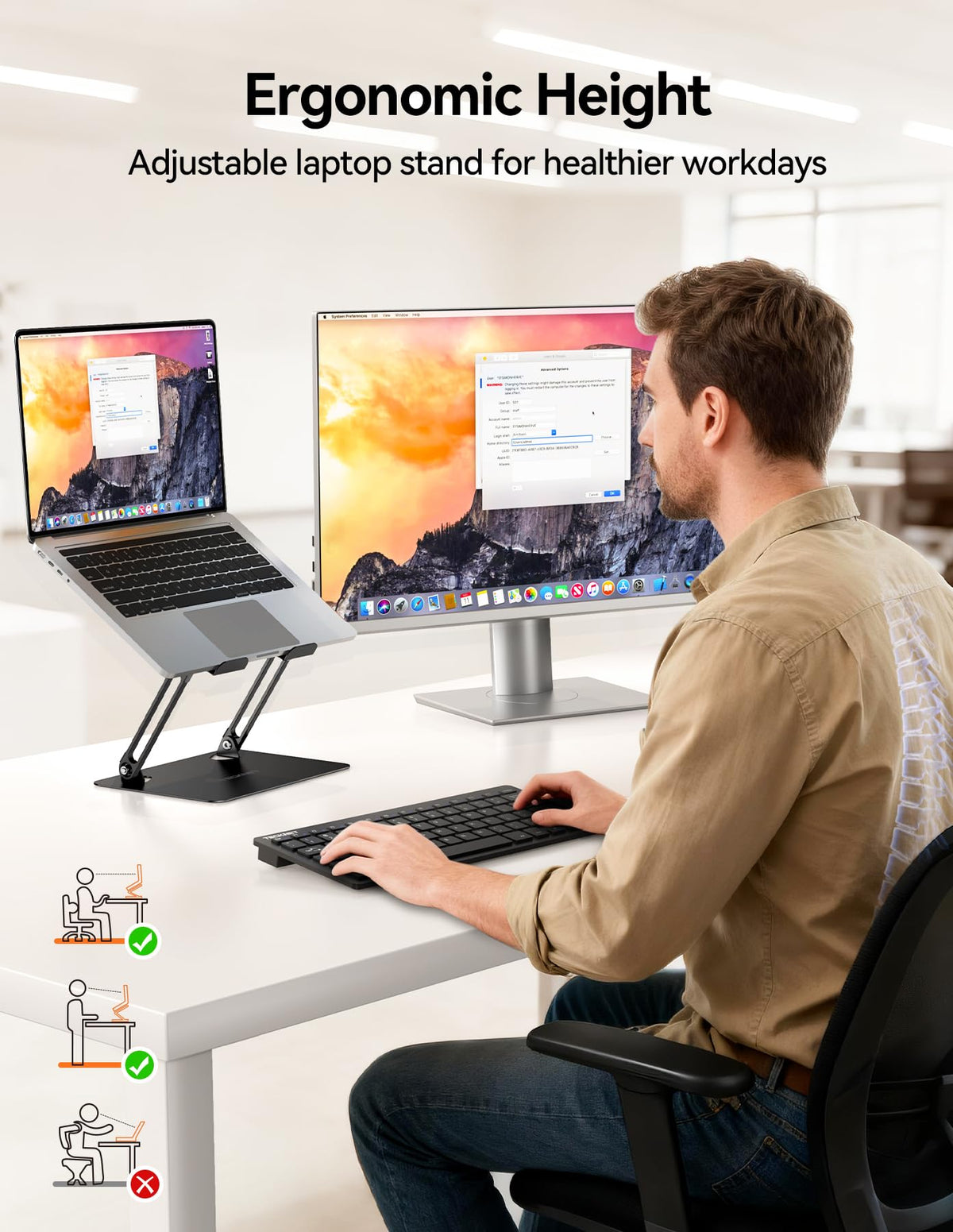 TECKNET Laptop Stand for Desk, Ergonomic Foldable Laptop Riser, Black - image 2