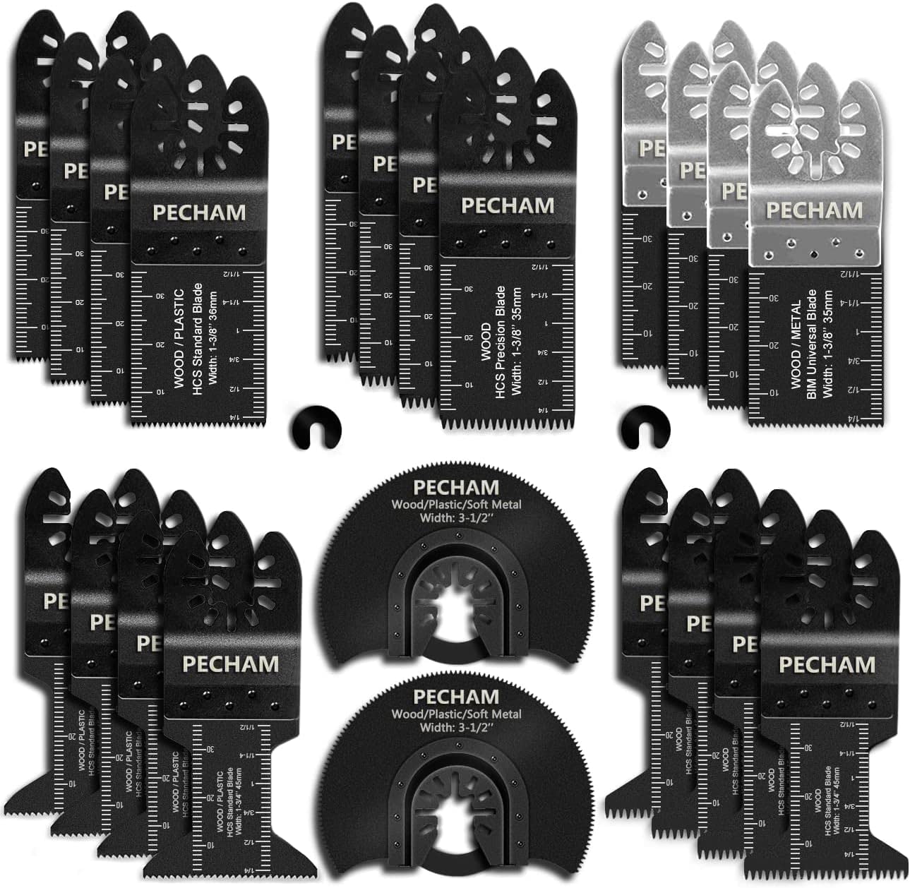 PECHAM 24PCS Oscillating Multitool Blade Kit for Wood and Metal