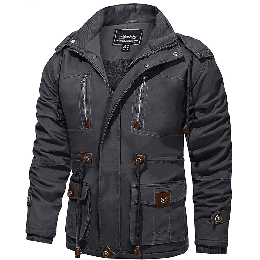 Massive Discounts Men's Military Tactical Fleece Jacket – Grey Cotton