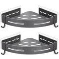 GERUIKE Shower Corner Shelves | 2-Pack Matt Grey Aluminium No-Drill Caddy