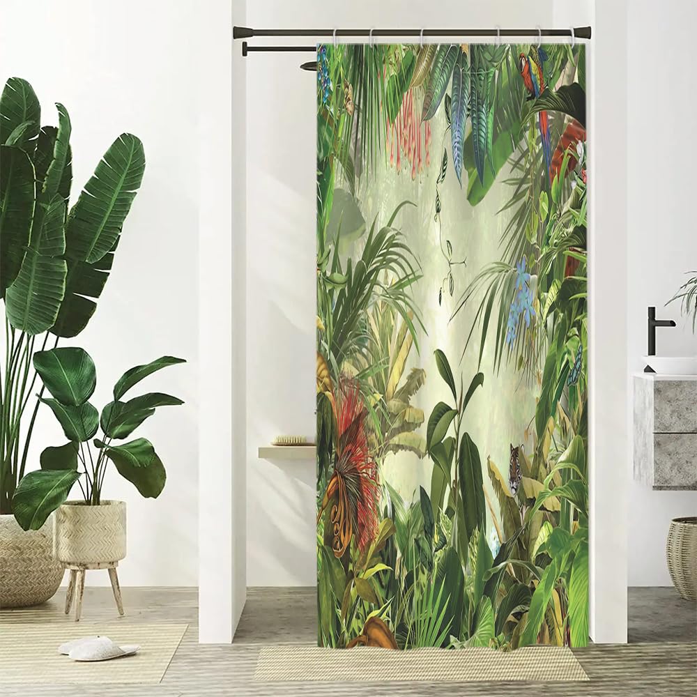 Uiiooazy Anti-Mould Shower Curtain | Tropical Palm Leaves Polyester 90x180cm