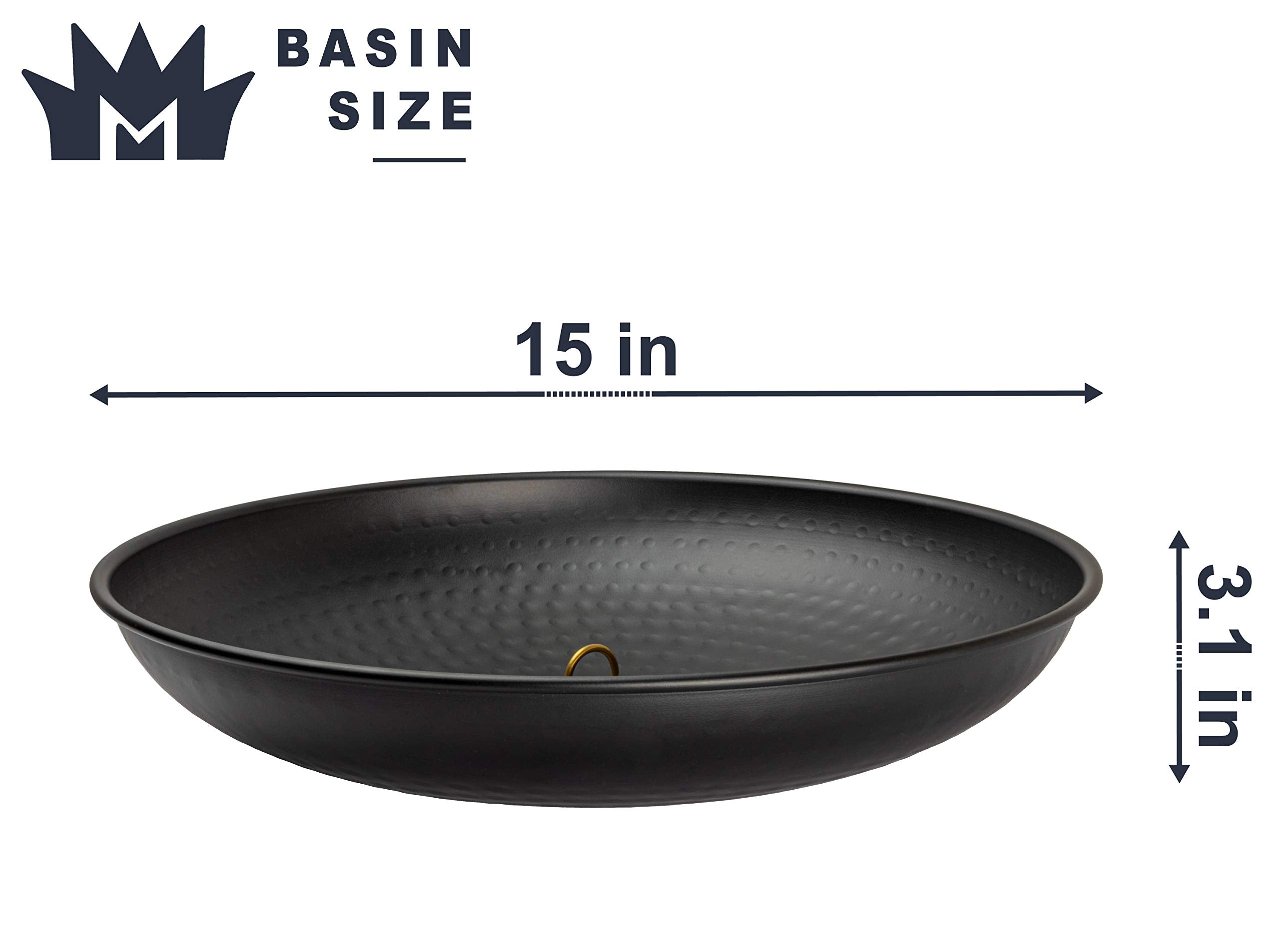 Monarch Rain Chains 15" Hand Hammered Anchoring Basin | Matte Black