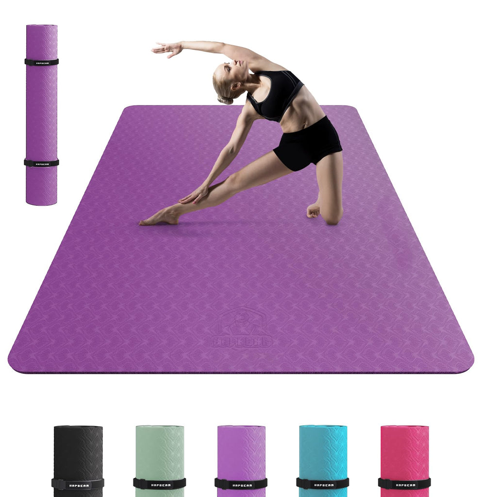 HAPBEAR Extra Large Yoga Mat - 6mm Thick Non-Slip TPE Exercise Mat