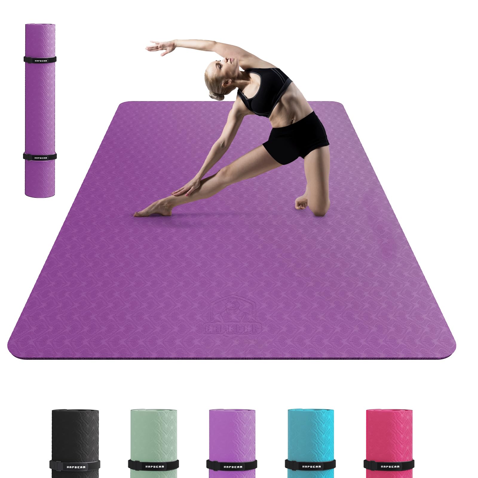 HAPBEAR Extra Large Yoga Mat - 6mm Thick Non-Slip TPE Exercise Mat