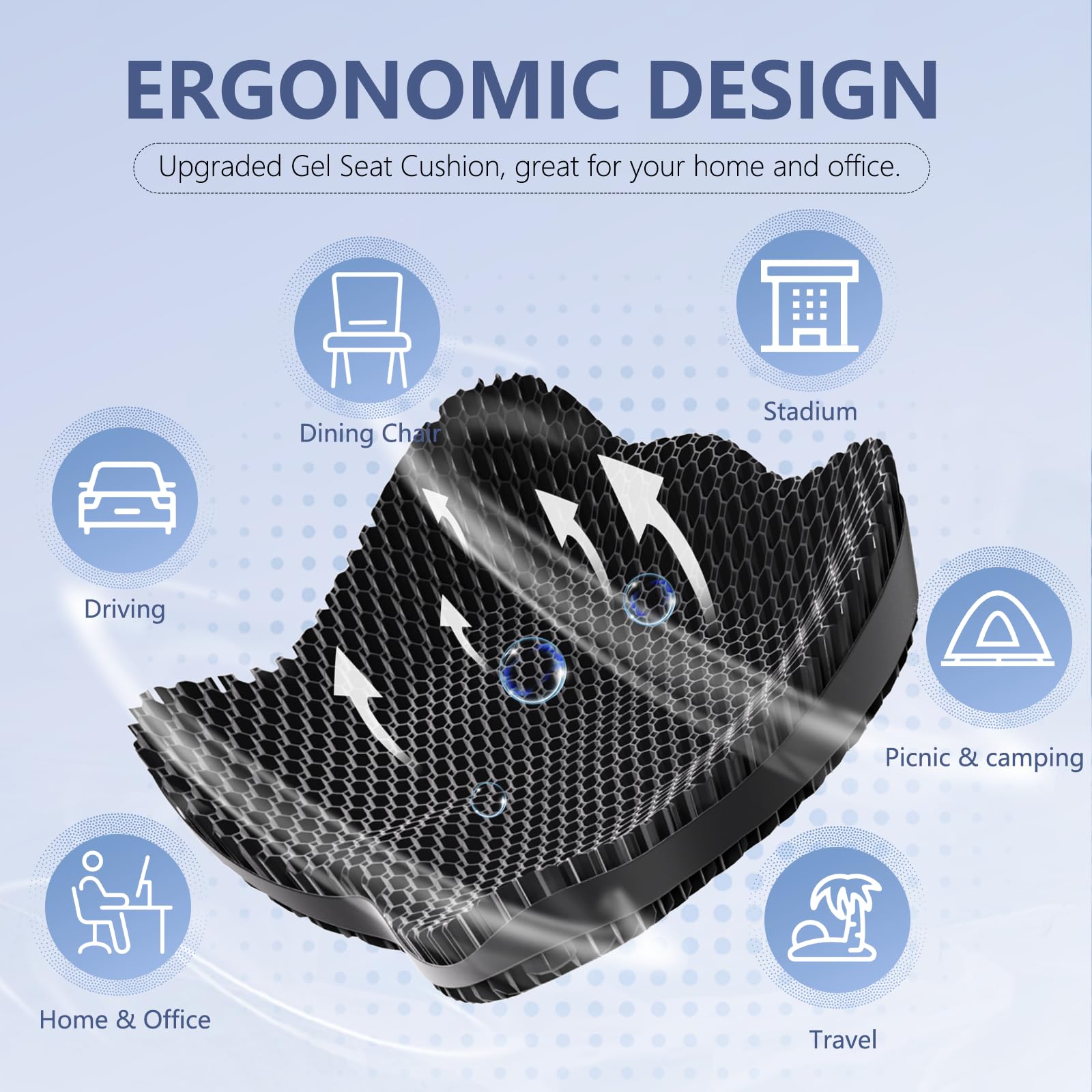 Tsmertor Gel Seat Cushion – Ergonomic Orthopedic Pad for Sciatica Relief