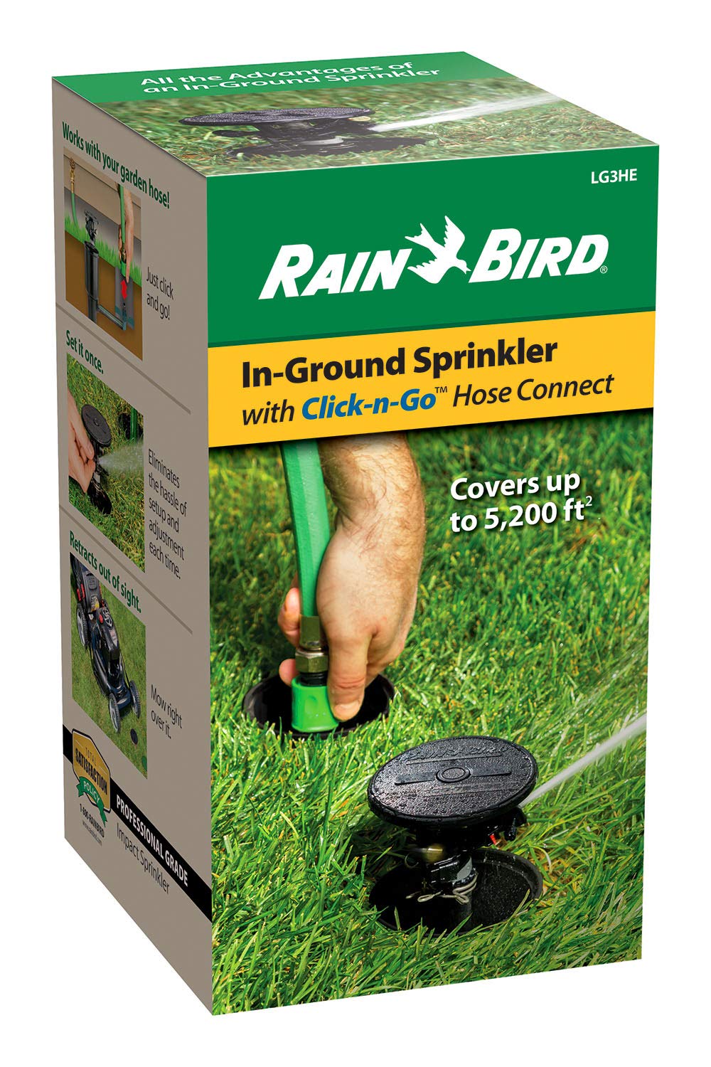 Rain Bird LG3HE In-Ground Impact Pop-Up Sprinkler with Click-N-Go Hose