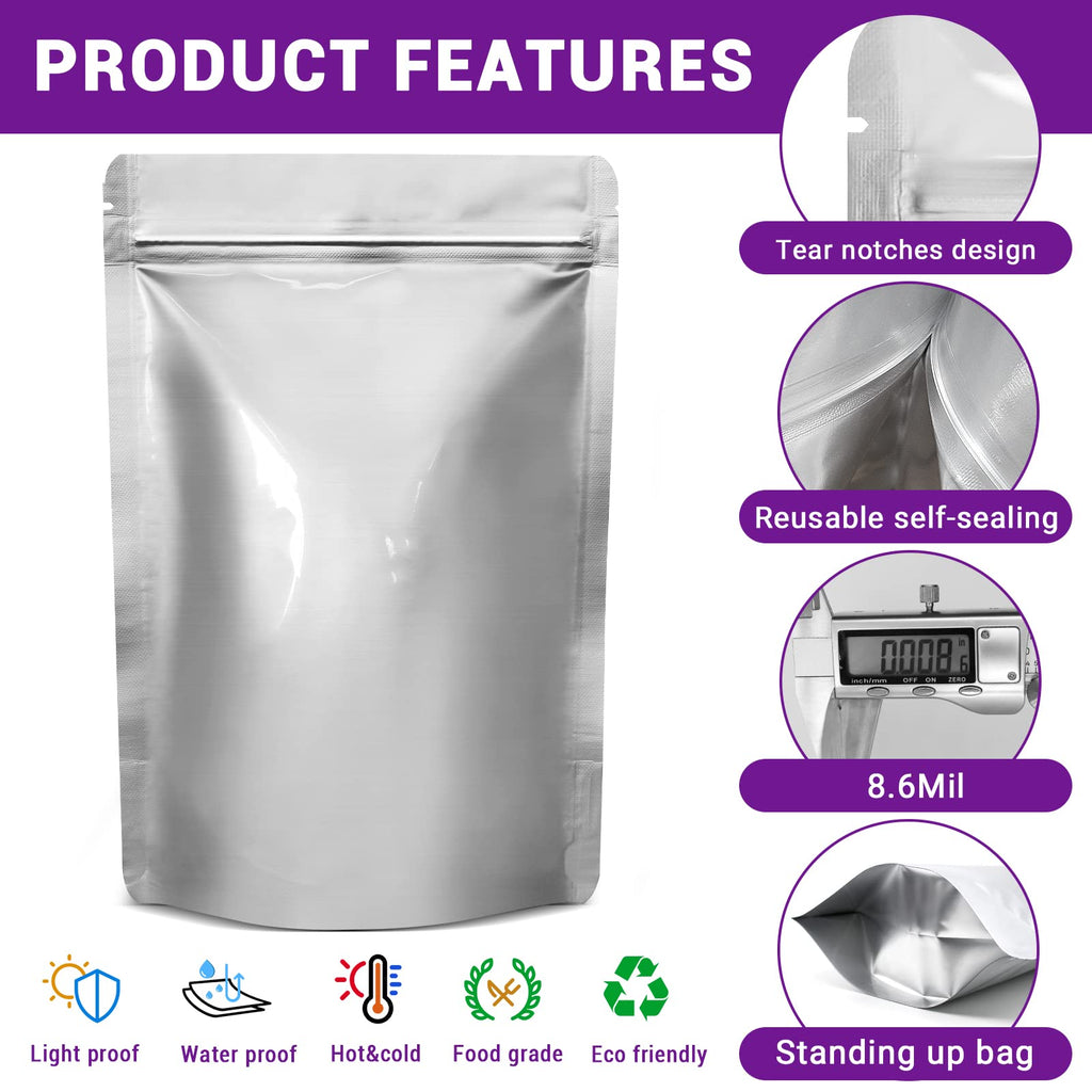Jolof Store Mylar Bags for Food Storage with Oxygen Absorbers - 50 Pack