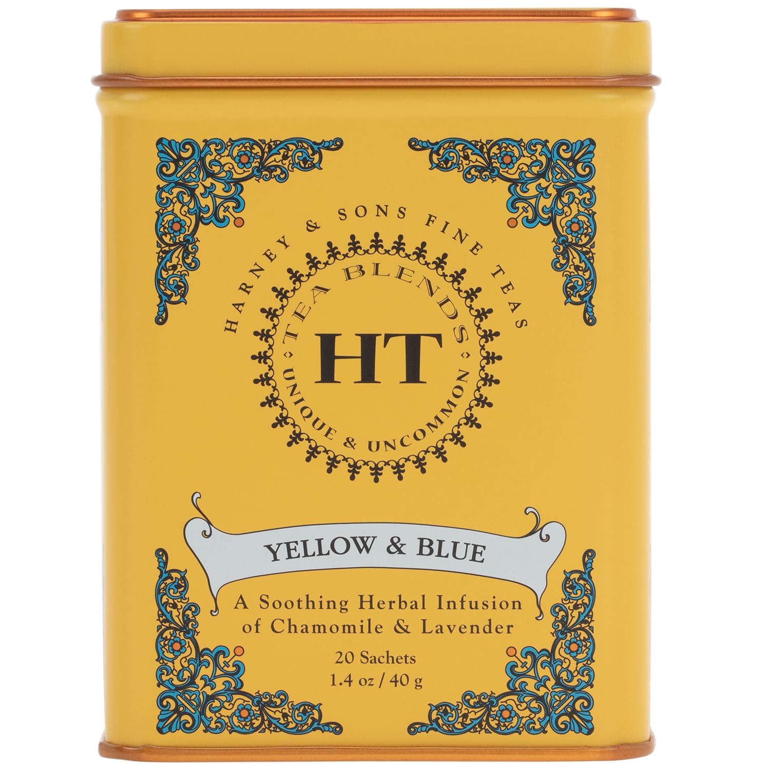 Harney & Sons Yellow and Blue Herbal Tea - Caffeine Free, 20 Sachets