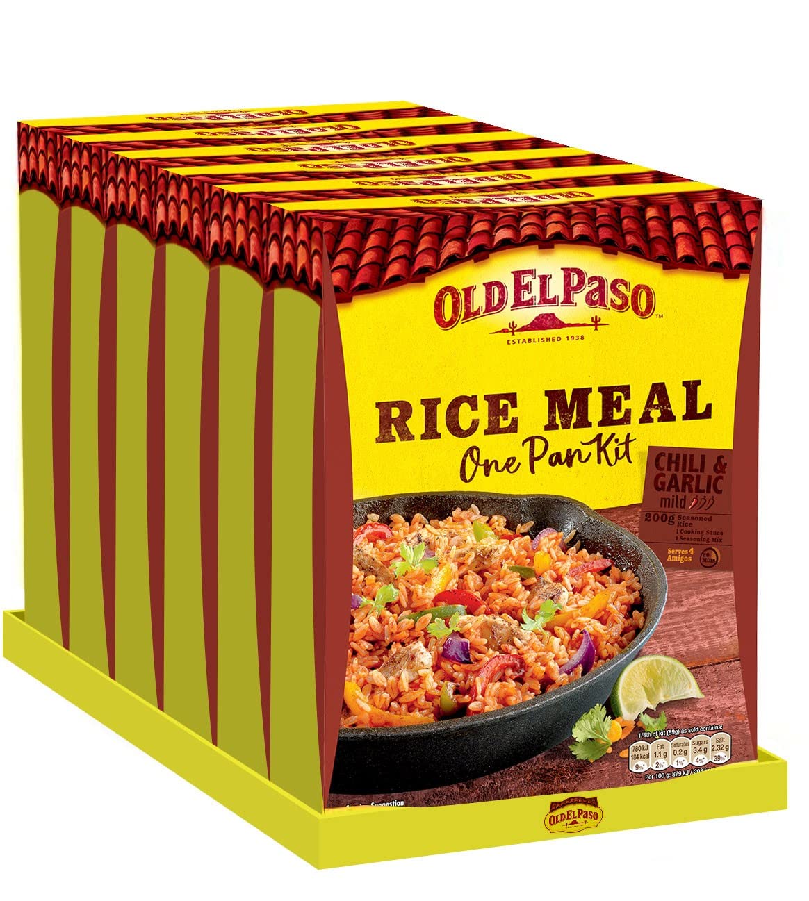 Old El Paso Chilli & Garlic One Pan Rice Meal Kit, 355g (Pack of 6)