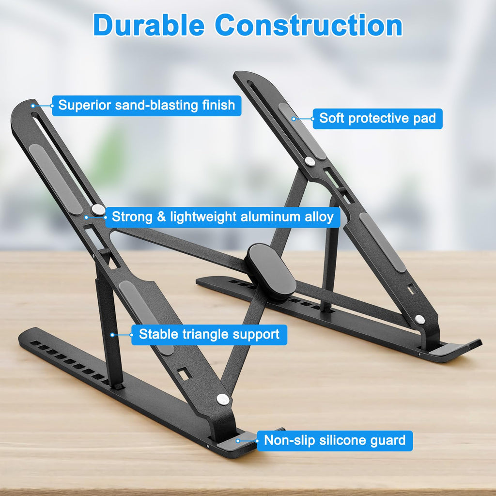 MECHEER Laptop Stand for Desk Adjustable, Folding Tablet Stand Aluminum Laptops Holder, Portable Laptop Riser for Desk - image 4
