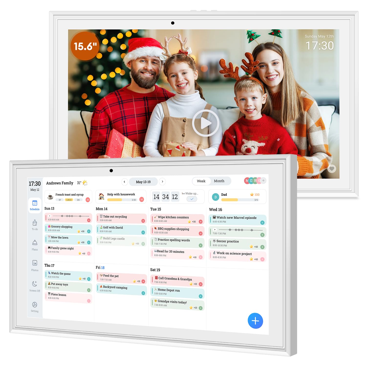 Hesmor 15.6" Digital Calendar - 1080P Touchscreen Family Organizer