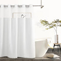 Jolof Store Hookless Shower Curtain with Snap-In Liner and Window – White