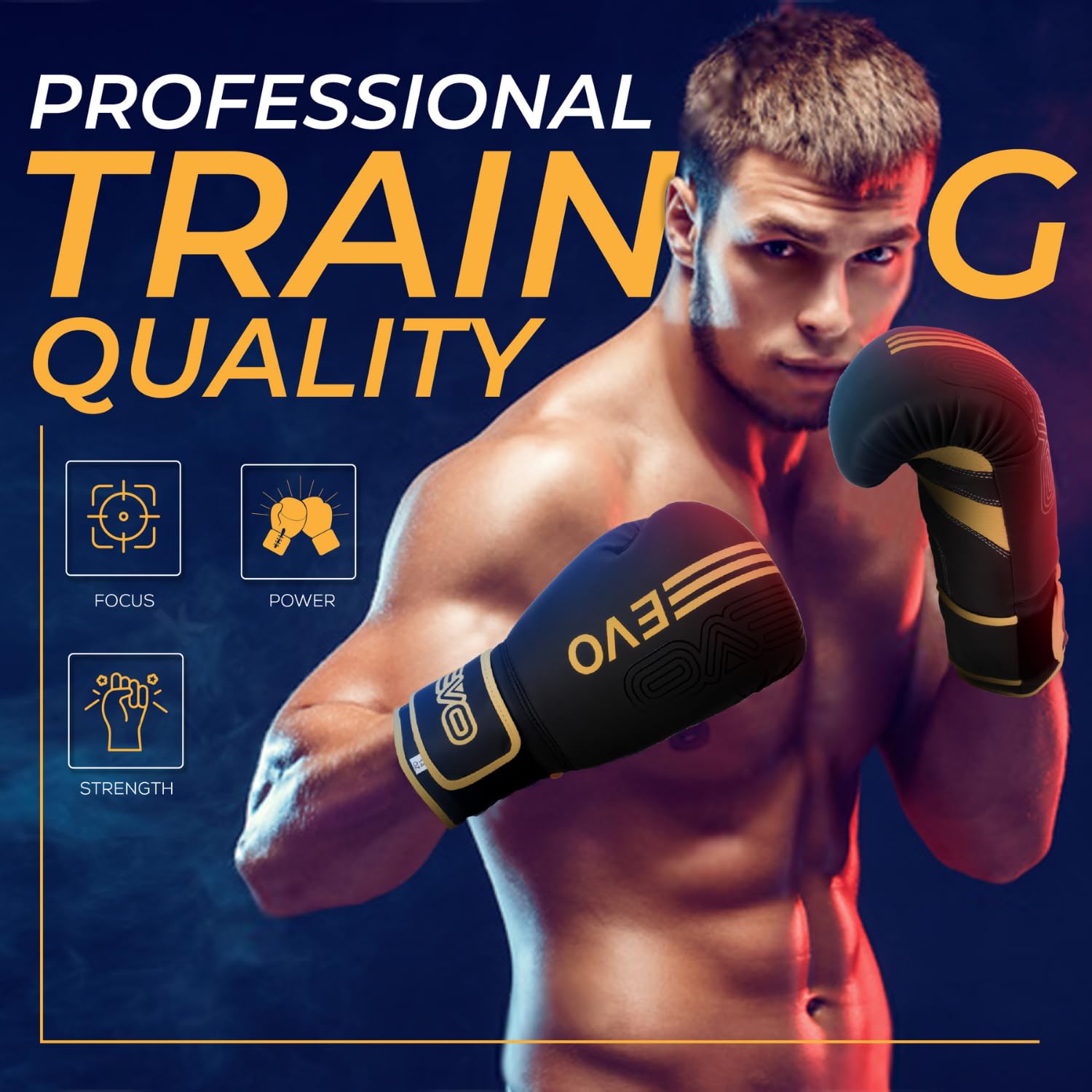 EVO Fitness Matte Black Boxing Gloves and Pads Set | Faux Leather MMA Gear