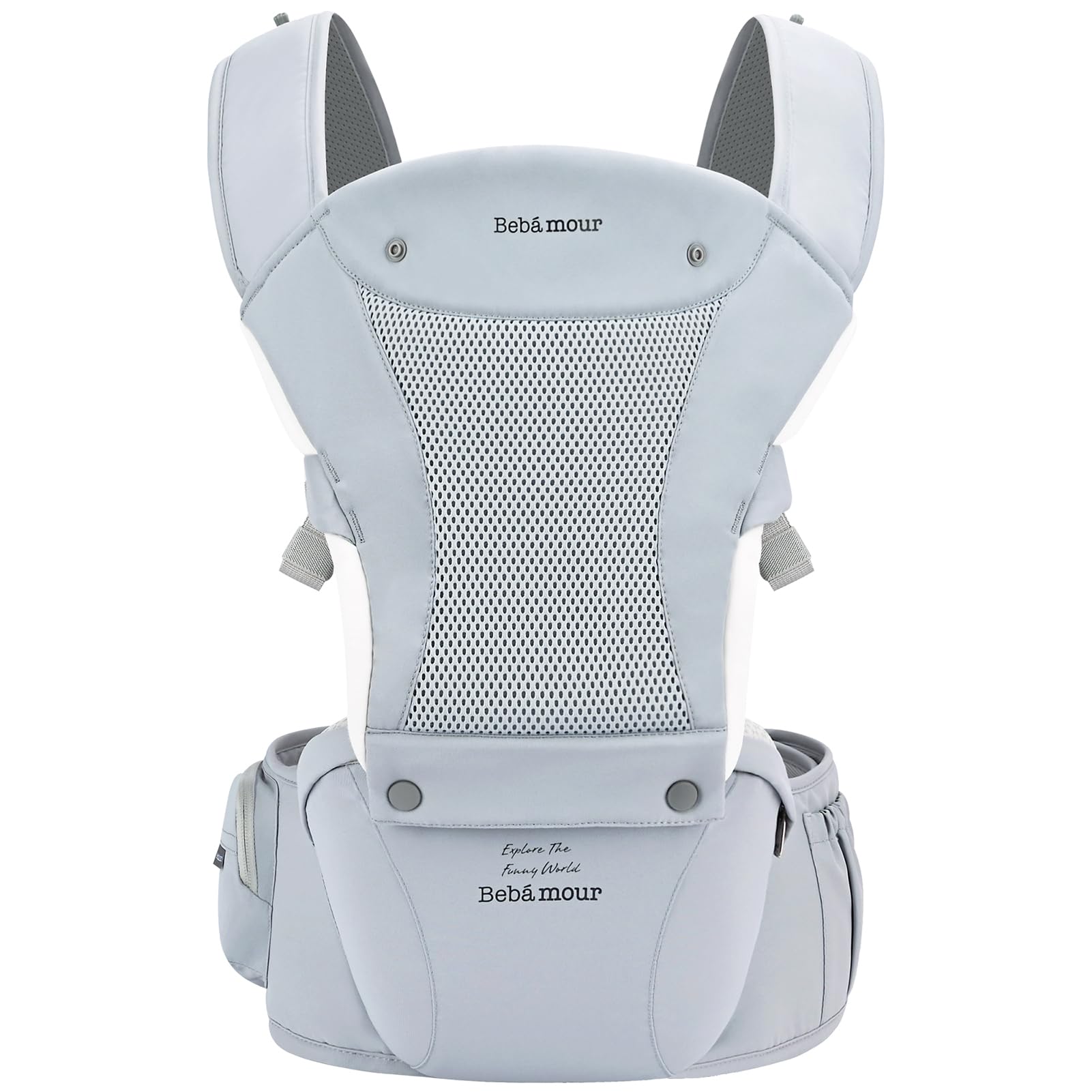 Bebear Ergonomic Hipseat Baby Carrier with Teething Pads - Blue Cotton