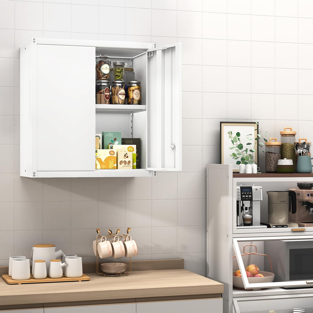 GREATMEET Metal Wall Cabinet, Wall Mounted Storage Cabinet with Lock for Garage Storage - image 5