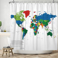 World Map Shower Curtain | Waterproof Polyester – 180x180 cm