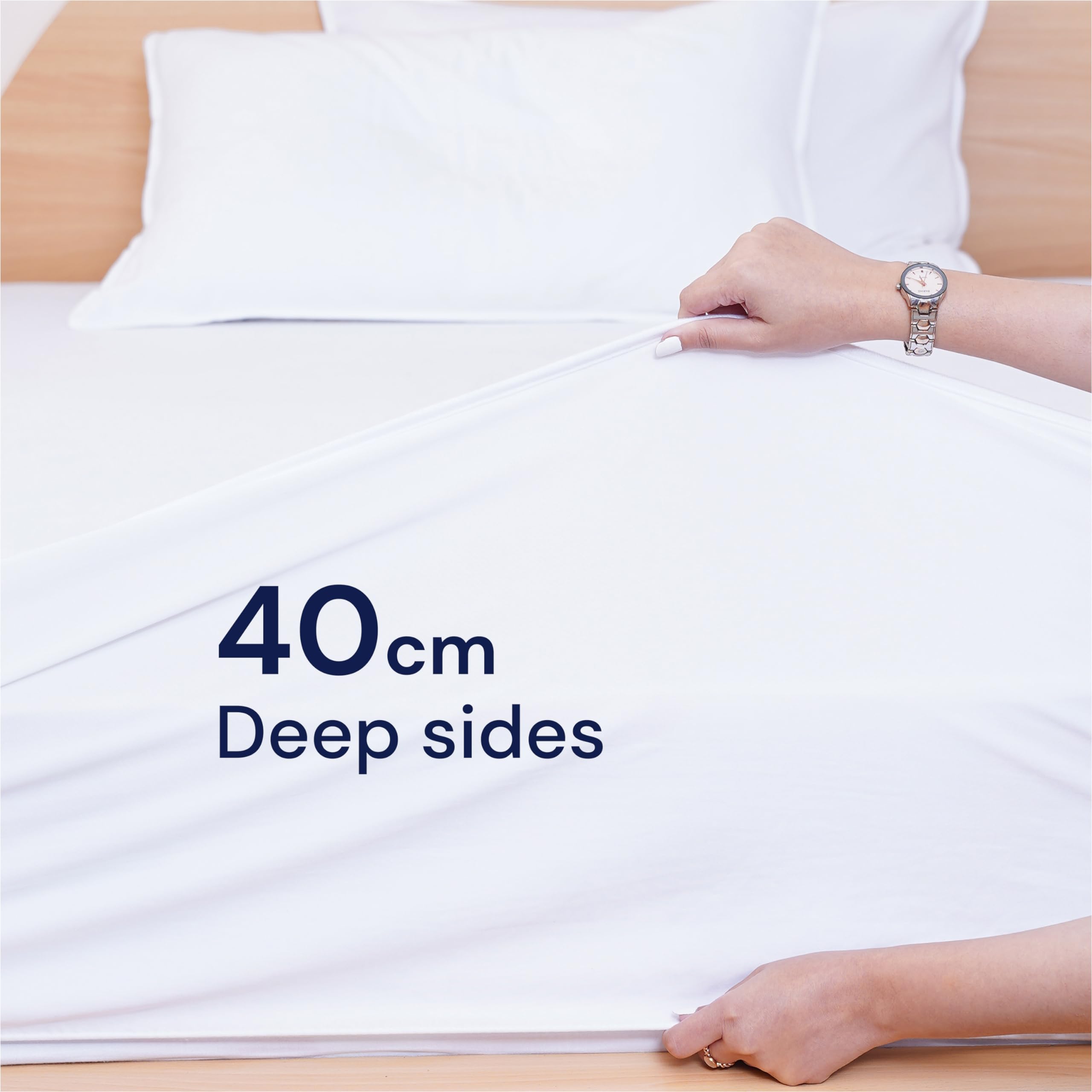 Sheet Story Bamboo Mattress Protector – Small Double Waterproof 40cm Deep