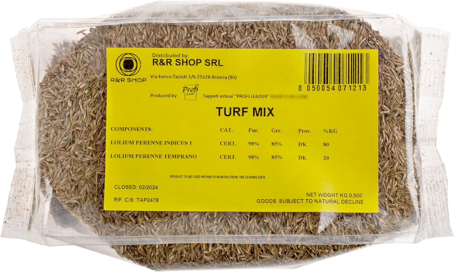 R&R SHOP Perennial Ryegrass Lawn Seeds - Fast Growth (5Kg - 200mq)