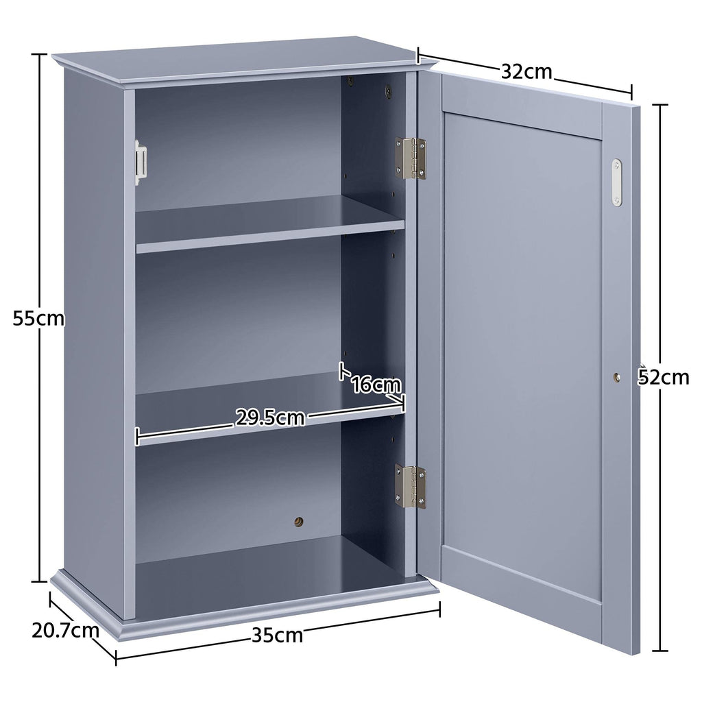 Yaheetech Bathroom Wall Cabinet with 3-Height Adjustable Shelf, 1 Door, Grey - image 3
